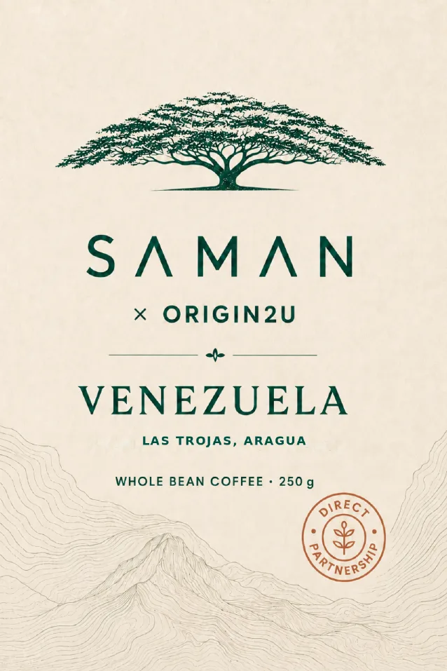SAMAN Origin 001 Las Trojas coffee label